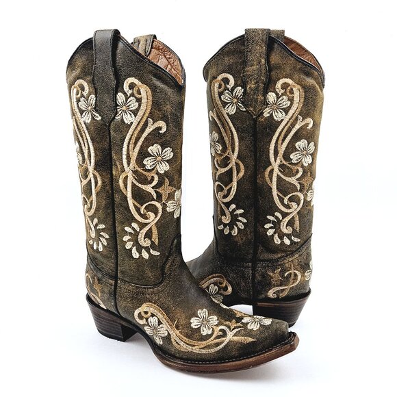 Circle G Shoes - Circle G by Corral L5175 Floral Embroidered Boots